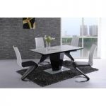 Lerona Black High Gloss White Glass Dining Table And 6 Chairs
