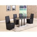 Lorenzo Contemporary Black Marble Dining Table And 4 Chairs
