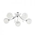 Bellis II 5 Lamp Chrome Ceiling Light With Glass Buttons