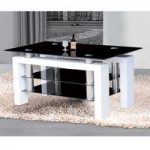 Kontrast Large TV Stand In Black Glass And High Gloss White Legs