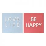 Love Life Be Happy Set Of 2 3D Worded Canvas