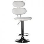 Star Bar Stool In White Faux Leather With Chrome Base