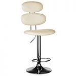 Star Bar Stool In Cream Faux Leather With Chrome Base