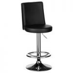 Comfy Bar Stool In Black Leather Effect With Chrome Base