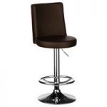 Comfy Bar Stool In Brown Leather Effect With Chrome Base