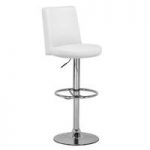 Comfy Bar Stool In White Leather Effect With Chrome Base