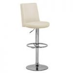 Comfy Bar Stool In Cream Leather Effect With Chrome Base