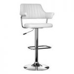 Splend Bar Chair In White Leather Effect With Chrome Base