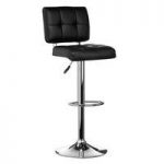 Modern Bar Stool In Black Faux Leather With Chrome Base