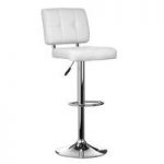Modern Bar Stool In White Faux Leather With Chrome Base