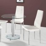 Kristof Glass Dining Table With 2 Cream Nova Chairs