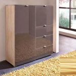 Perla Storage Cabinet In Canadian Oak And Graphite Glass Fronts