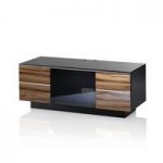 Munich Wooden TV Stand In Black Glass Top With 2 Drawers