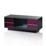 Damian TV Stand In Black Glass Top With High Gloss Drawers