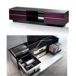 Damian TV Stand In Black Glass Top With Drawers And Shelf