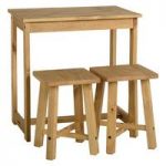 Corona Wooden Bistro Set In Waxed Pine With 2 Stools