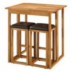Caspian Wooden Extending Bistro Table With 2 Stools In Brown PU