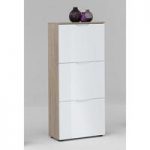 Sarah Shoe Cabinet In Oak And 3 Drawers In White Gloss Fronts