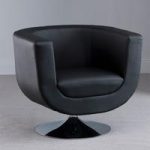 Havana Swivel Black Faux Leather Tub Chair
