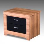 Emma Bedside Cabinet In Walnut With High Gloss Black Drawers