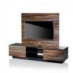 Munich Wooden TV Stand In Black Glass Top With Background Plate