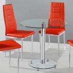 Kristof Glass Dining Table With 2 Red Nova Chairs