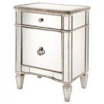 Solitaire Mirrored Bedside Cabinet With Rustic Metal Work