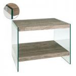 Olymp Dark Oak Side Table With Undershelf And Glass Legs