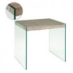 Olymp Side Table Large In Dark Oak With Bent Glass Legs