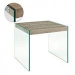 Olymp Side Table In Dark Oak With Bent Glass Legs