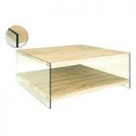 Olymp Square Top Coffee Table In Oak With Glass Legs