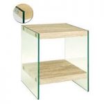 Olymp Light Oak End Table With Bent Glass Legs