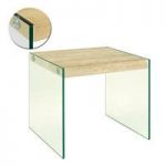 Olymp Side Table In Light Oak With Glass Legs
