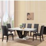 Midas Gloss Black Marble Dining Table And 6 Midas Chairs