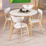 Patti Wooden Dining Table In White With 4 Dining Chairs
