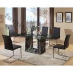 Tempo Glass Top Marble Dining Table And 6 Tempo Chairs