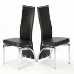 Romeo Black Dining Chairs In A Pair With Chrome Legs