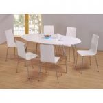 Fiji High Gloss Oval Dining Set With 6 Dining Chairs