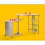 Twin Set Bar Pivoting Table In Beech With Storage And Castors