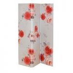 Victorian Rose Canvas Room Divider in Blush Tones Of Red