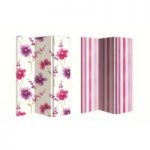 Riviera Berry Canvas Double Sided Room Divider With Stripes