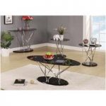 Toulouse Coffee Table in Black Glass And Twin Lamp Tables Set