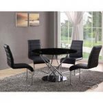 Toulouse Glass Dining Table With 4 Dining Chairs Black