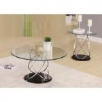 Marsielle Coffee Table in Black Glass And Chrome Legs