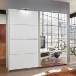 Swiss Sliding Wardrobe In White With Mirrors And Crystal