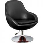 Justin Tub Chair In Black Faux Leather With Chrome Base
