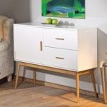 Melissa Wooden Sideboard With Drawers In White And Bamboo