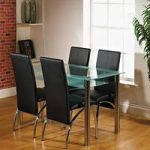 Maira Glass Dining Table With 4 Black Dining Chairs