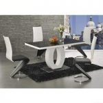 Hallon Black Glass Dining Table With A Gloss Base And 6 Chairs