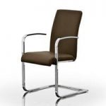 Lotte Brown Faux Leather Dining Chairs With Chrome Legs And Arms